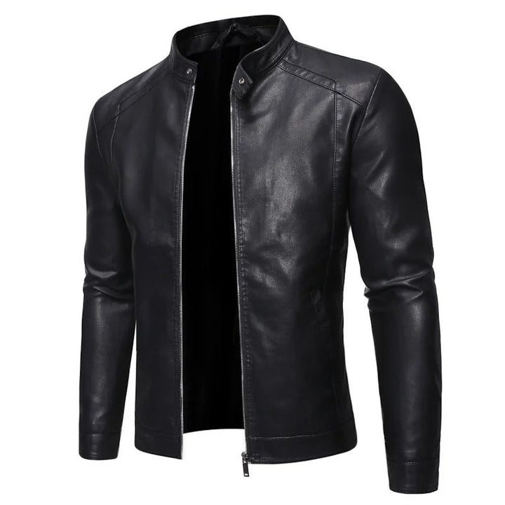 Standing Collar Leather Jacket
