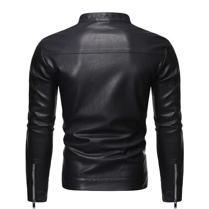 Standing Collar Leather Jacket
